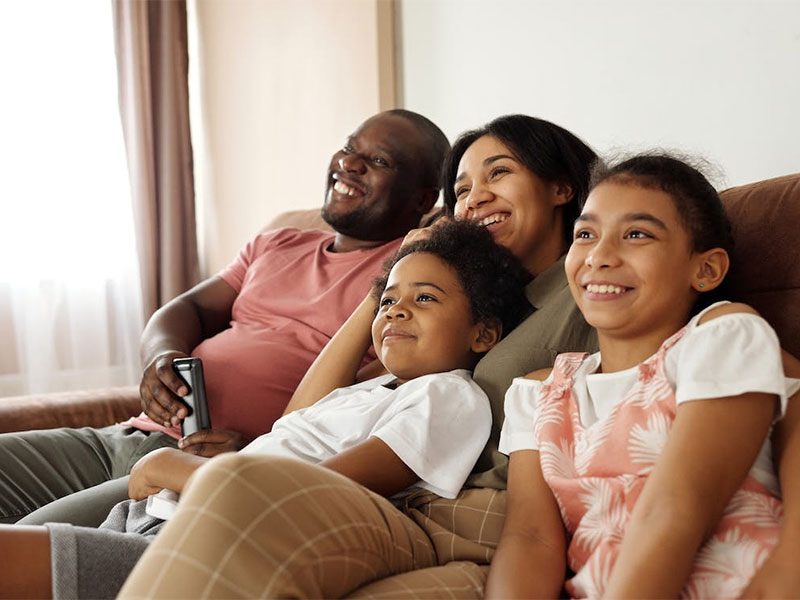 Family watching TV